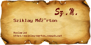 Sziklay Márton névjegykártya