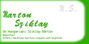 marton sziklay business card