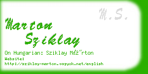 marton sziklay business card